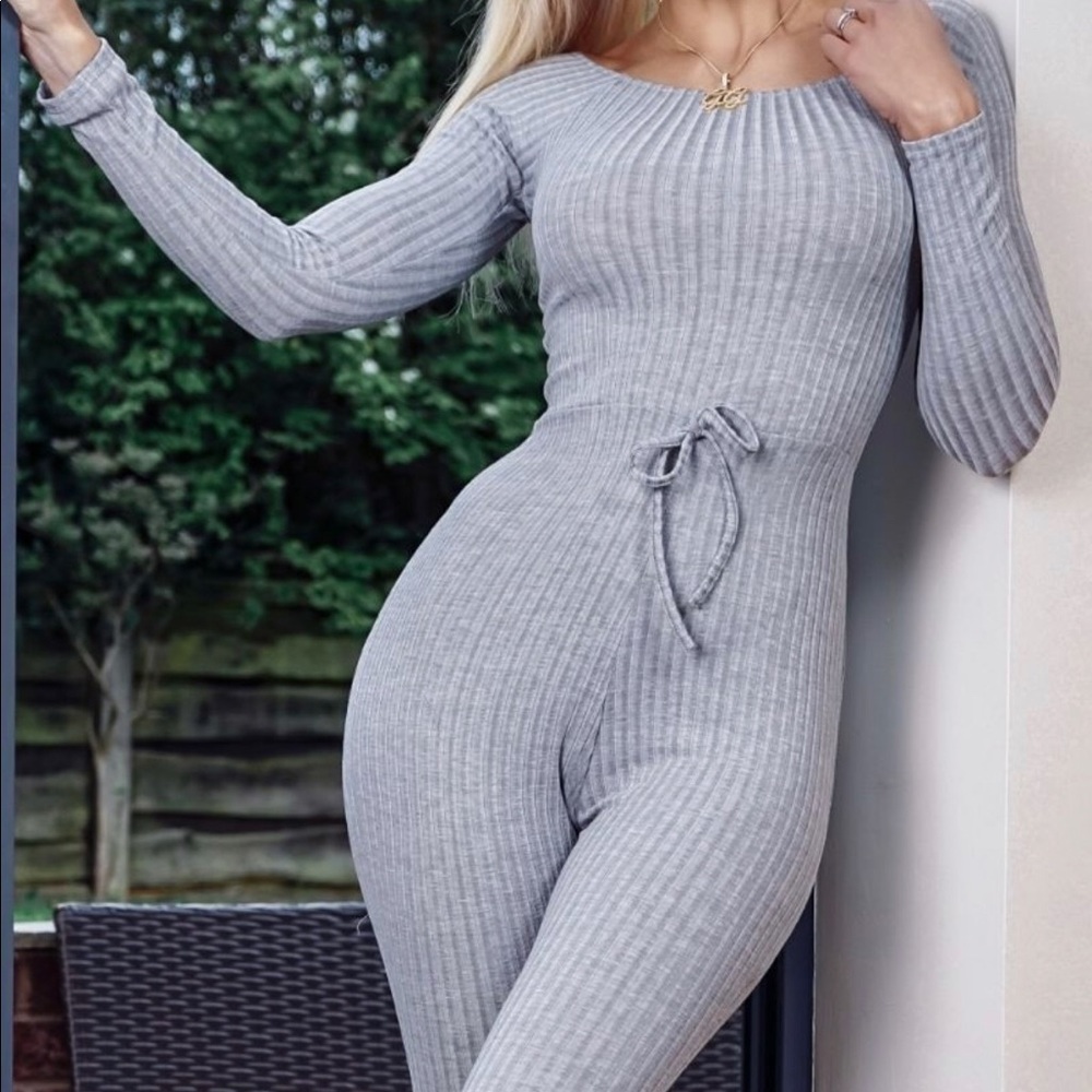 Grey Rib jumpsuit - Picture 3 of 4